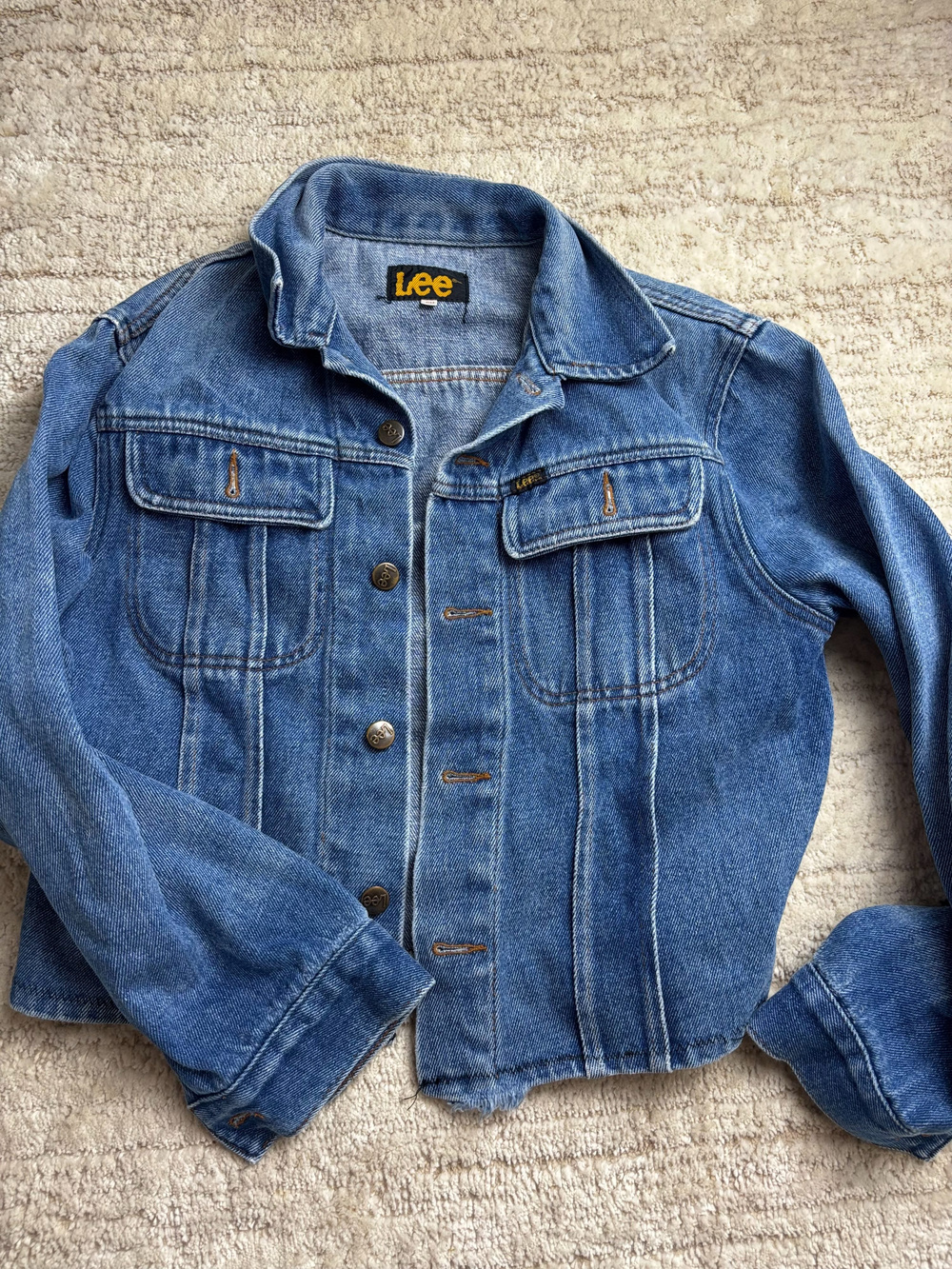Vintage Lee Denim Jacket Button Front Cropped Size CH